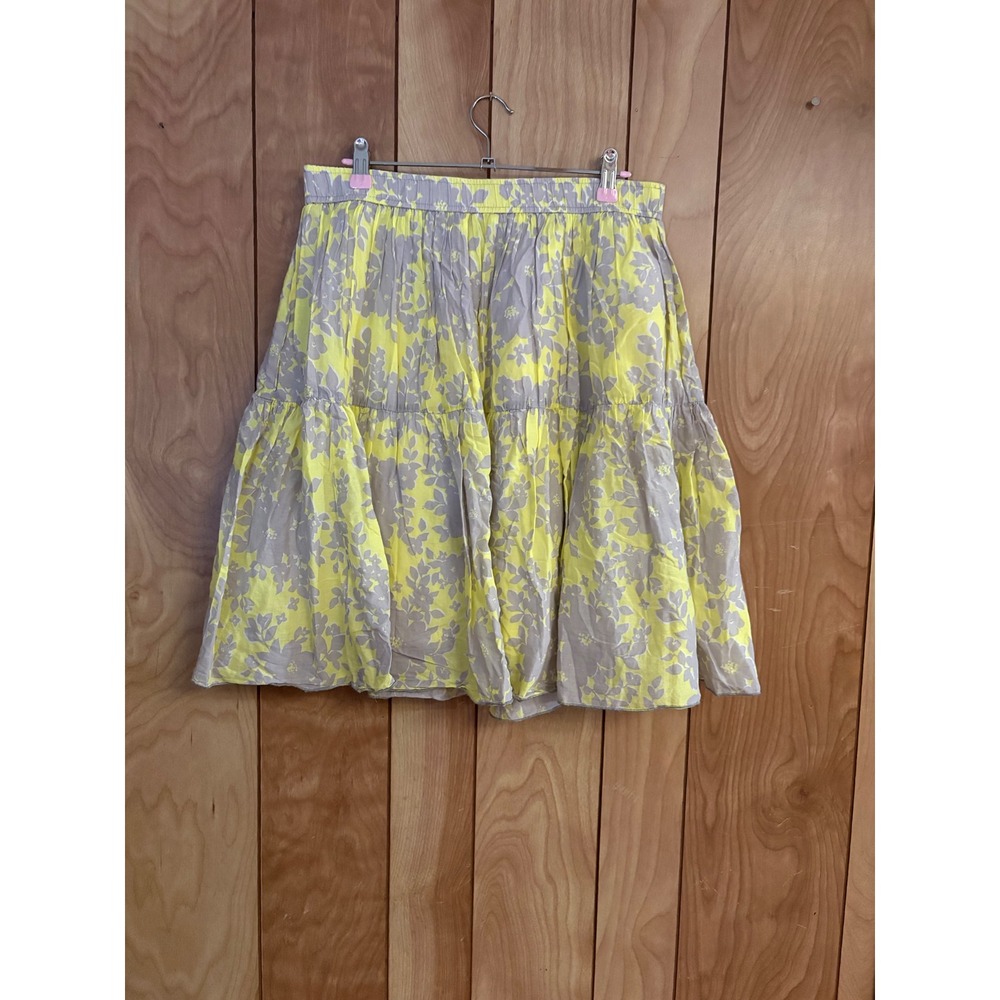 Old Navy Womens Yellow Grey Floral‎ Tiered Cotton Mini Skirt Size S RN54023